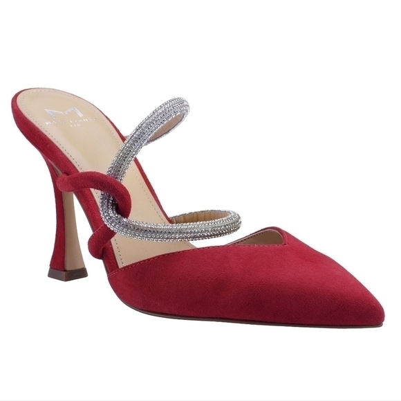 Marc Fisher LTD Candy Heeled Red Suede Mule Size 8.5 - Picture 1 of 11